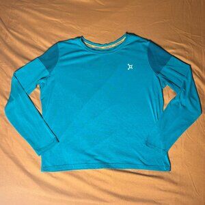 Orange Theory Long Sleeve with Mesh Cut Out Teal Medium